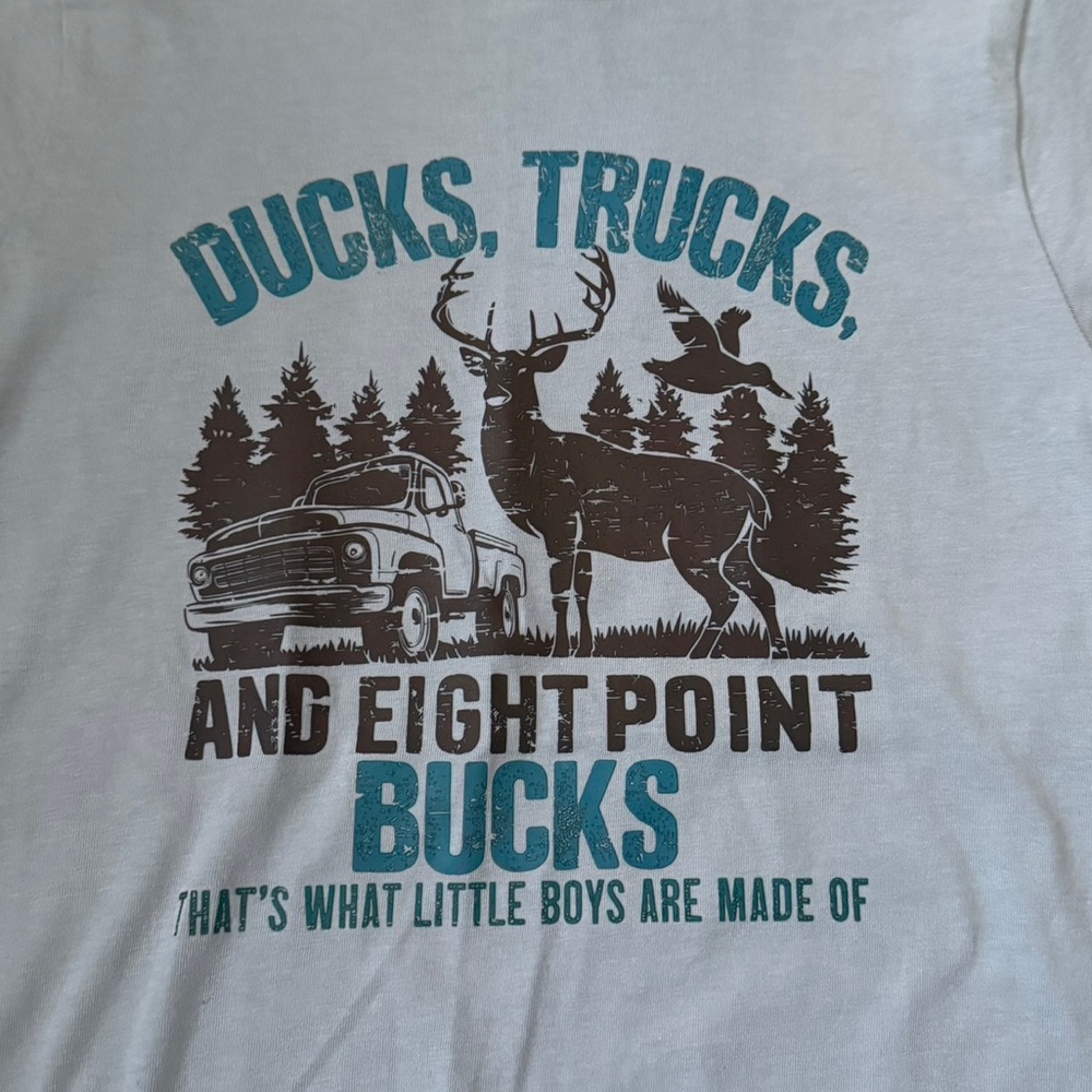 Bella Canvas Kids Short Sleeve Tee - White with Teal and Brown Print